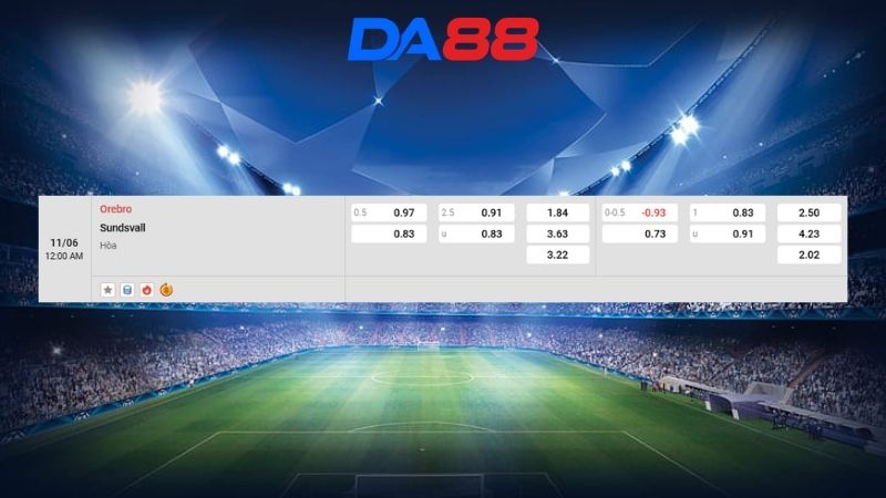 Bảng kèo Orebro vs Sundsvall 00h00 ngày 11/06/2026