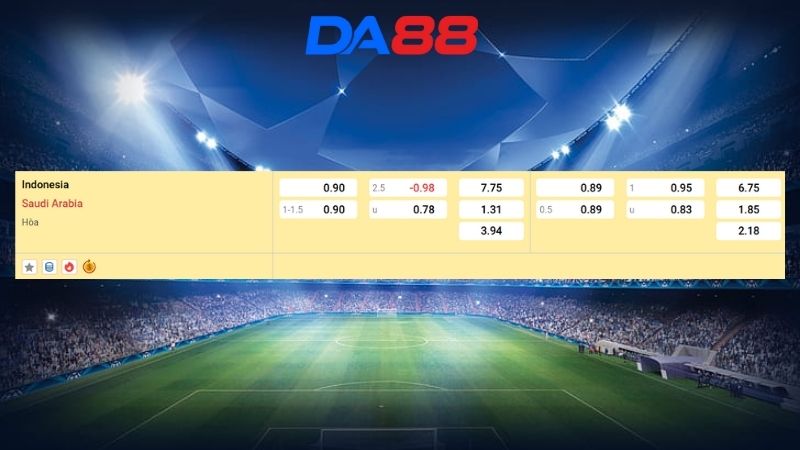 Bảng kèo Indonesia vs Ả Rập Xê Út
