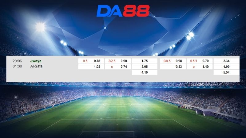 Bảng kèo Jwaya vs Al-Safa 01h30 ngày 29/06/2026