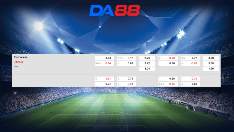 Bảng kèo Cremonese vs Udinese 01h45 ngày 21/10/2025