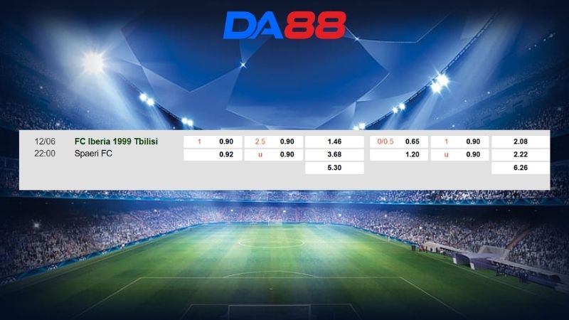 Bảng kèo Iberia 1999 vs Spaeri 22h00 ngày 12/06/2026
