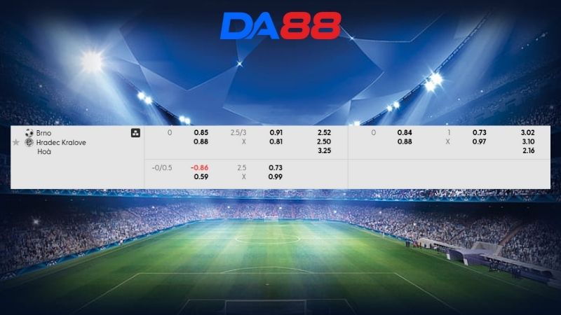 Bảng kèo Zbrojovka Brno vs Hradec Kralove