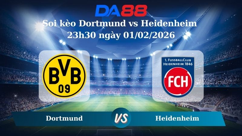 Nhận định soi kèo Dortmund vs Heidenheim 23h30 ngày 01/02/2026