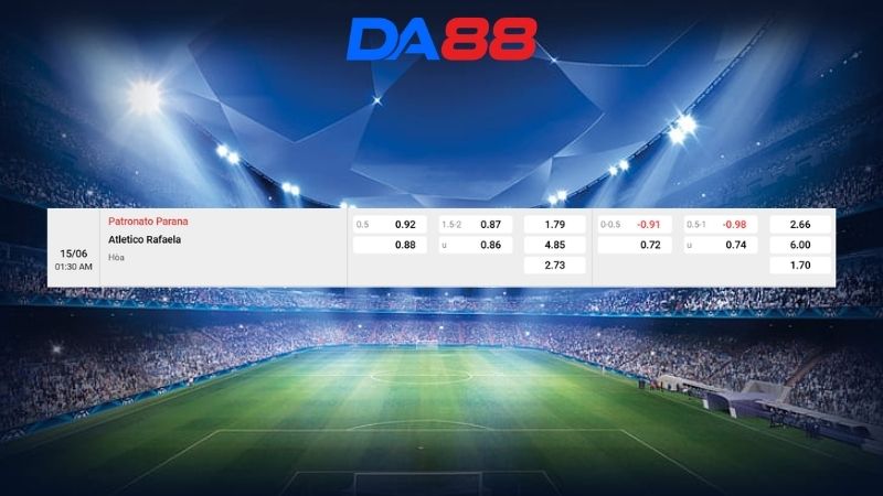 Bảng kèo Patronato Parana vs Atletico Rafaela 01h30 ngày 15/06/2026