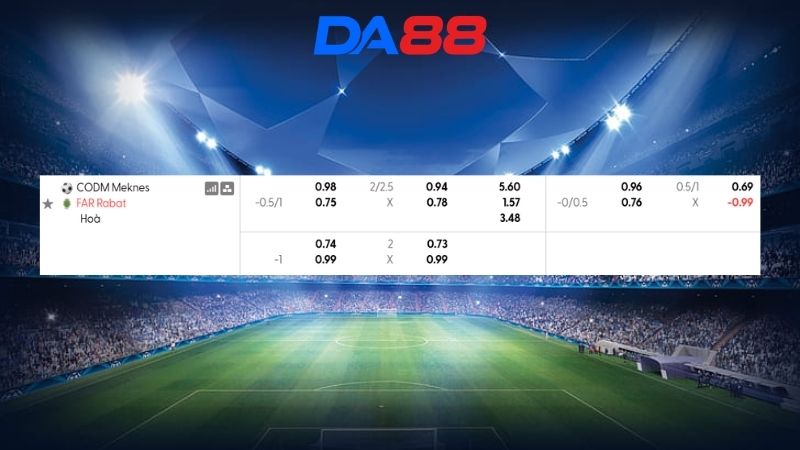 Bảng kèo COD Meknes vs FAR Rabat 00h00 ngày 03/07/2026
